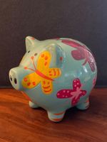 Keramik-Sparschwein  - mit Schmetterlings-Motiv