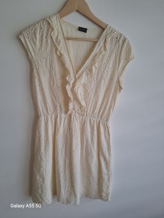 Robe d'été coton ecru avec broderies taille M made italy