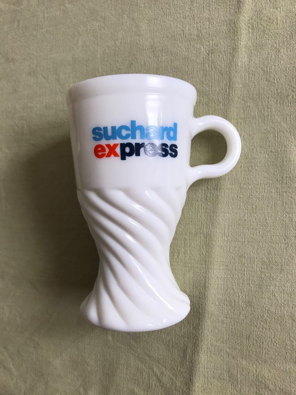 Tassen: Suchard Express Tasse aus weissem Glas – Gebraucht aus Olten von Fbone0