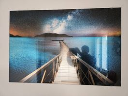 Grosses Glasbild "Silberner Nachtpier" (120 x 80 cm)