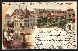 Litho Wil, Gasthaus zur Rose, FRau in Tr