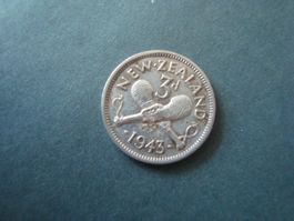 New seeland  3 pence 1943  silber