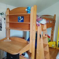 Hochbett Bioholz mit Schreibtisch und Fallschutz