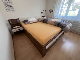 Rauch Schlafzimmer "Bernau" – Kleiderschrank + Bett, Eiche S