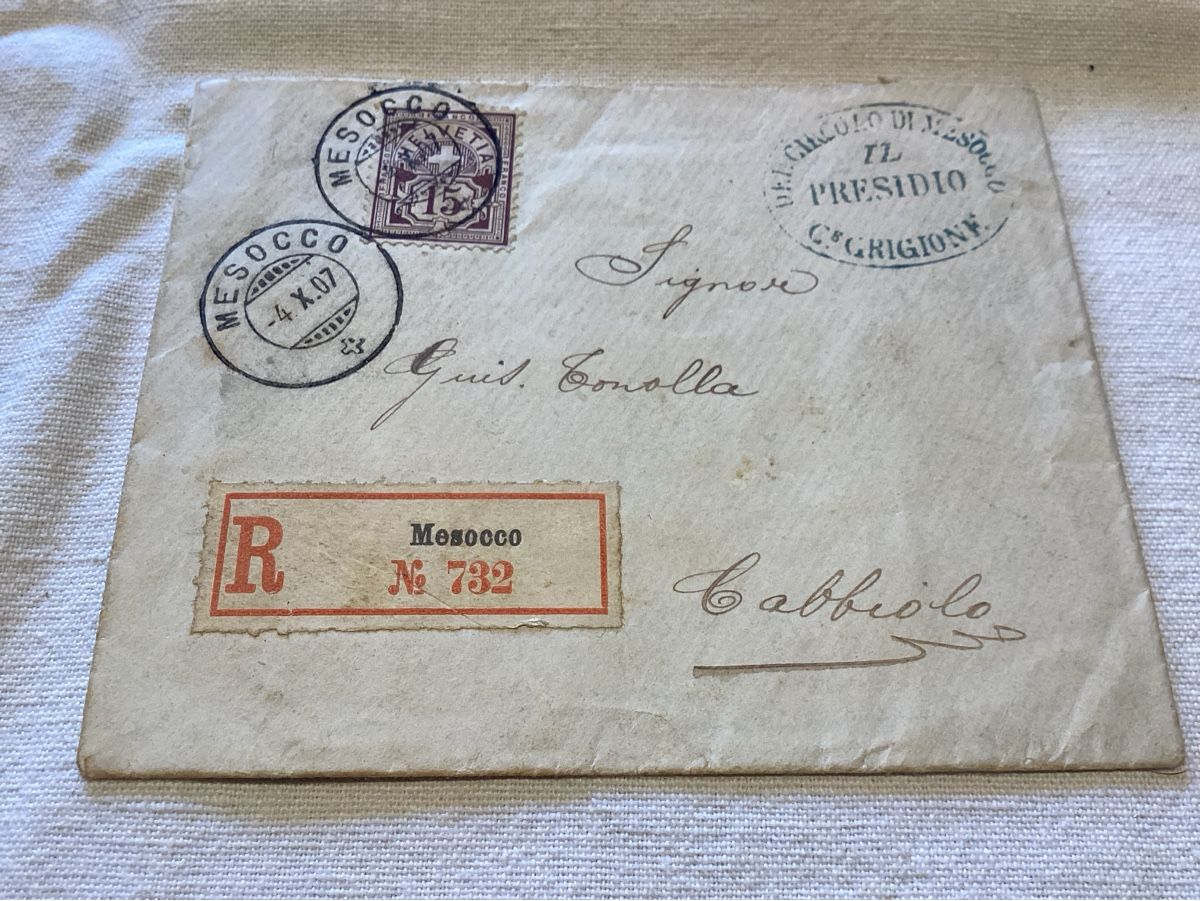 Ansichtskarten: Mesocco recommandé 1907 IL PRESIDIO DOCUMENT  INTÉRESSANT – Gebraucht aus Luc (Ayent) von Rebouille