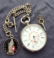 Taschenuhr 1860 inkl. Übergehäuse und Kette mit Helvetia