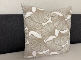 Kissenbezug GUPI Ginkgo beige weiss mit Inhalt 50x50 cm/neu