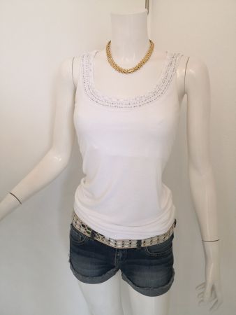 🤩MANGO SUIT TOP WEISS MIT PAILLETTEN & PERLEN
