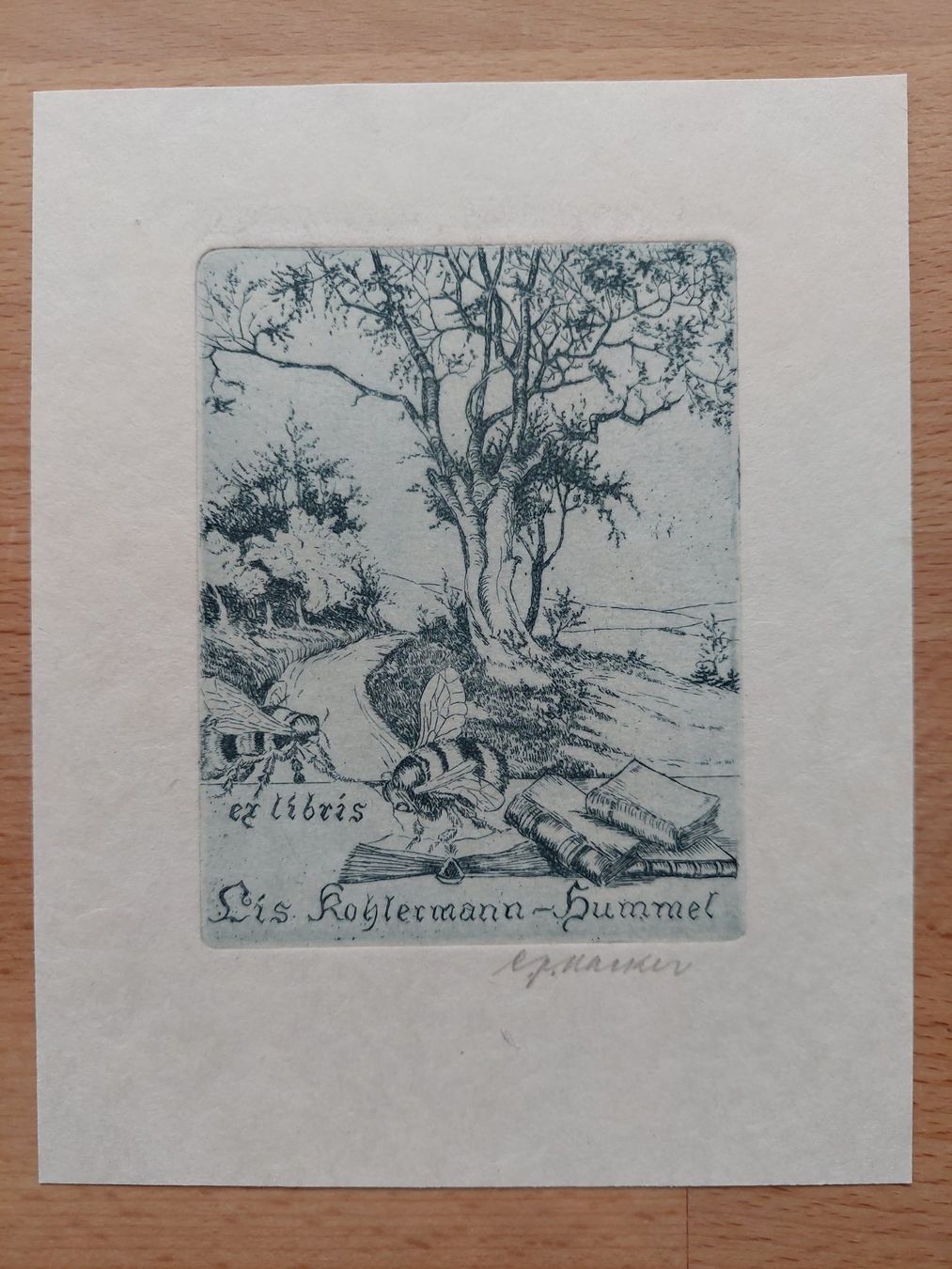 Dipinti: Exlibris Christian J. Hacker - Original Radierung signiert – Usato da Obfelden venduto da Exlibris-Art 1
