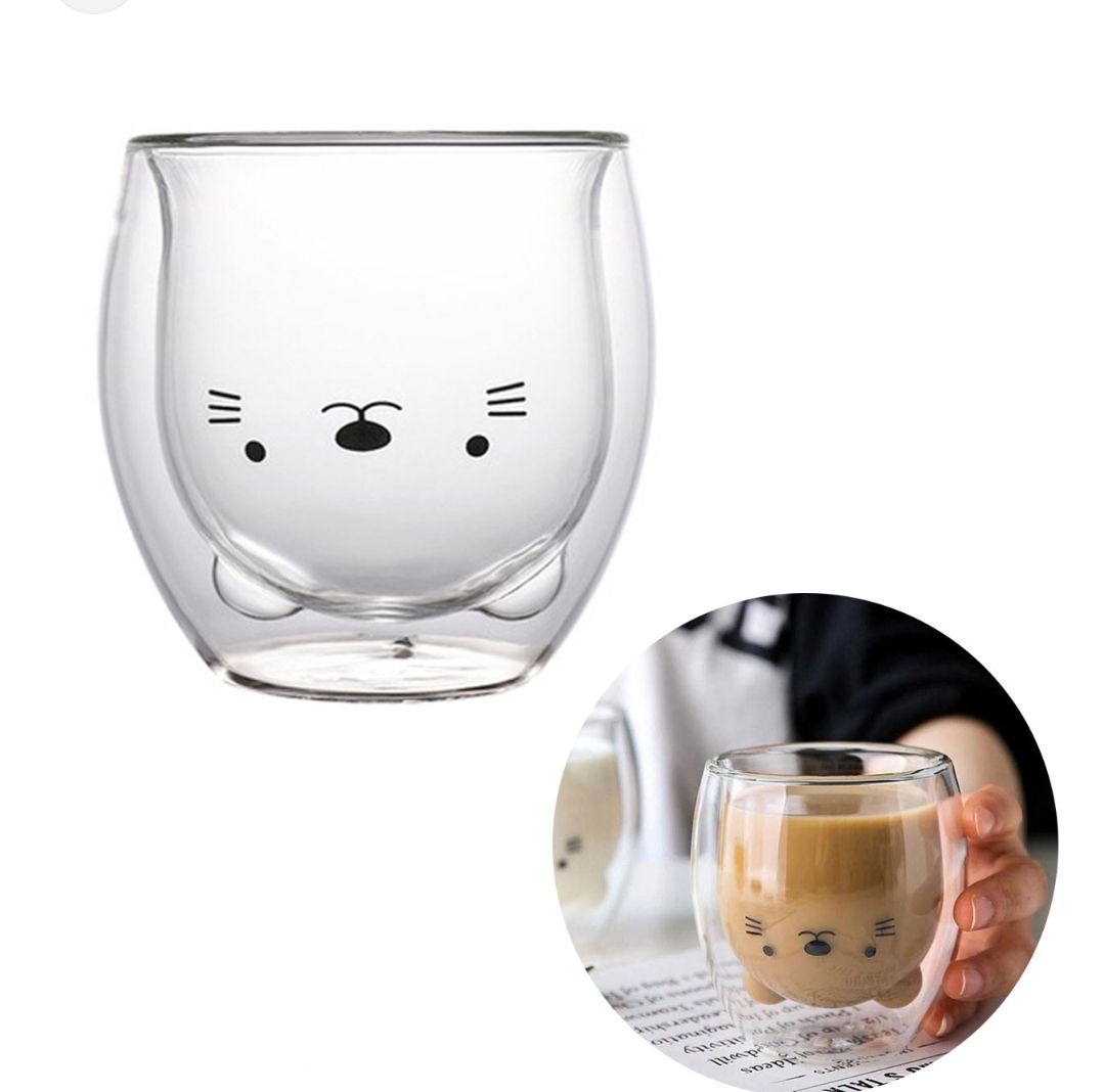Tazze: Doppelwandiges Kaffe Glas - Bär oder Katze (1 Stück) – Nuovo e nell'imballaggio originale da St.Peterzell venduto da the2ndchance 1
