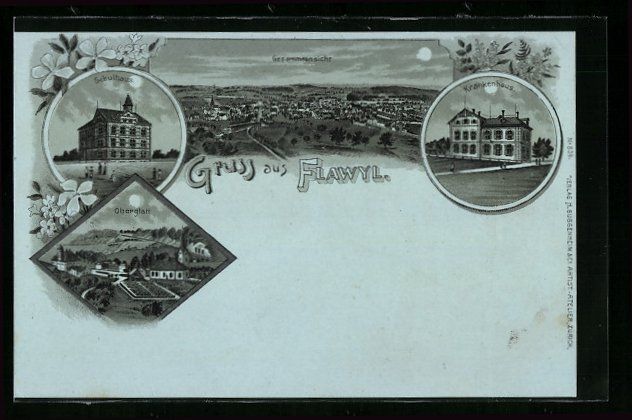Ansichtskarten: Mondschein-Lithographie Flawyl, Krankenh – Gebraucht aus Berlin von bartko-reher