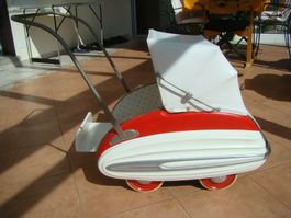 Wisa Gloria Econom Puppenwagen 50er Jahre rot weiss cool