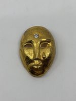 Antike goldene Maske Brosche, Vintage Schmuck Accessoire