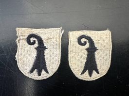 2 alte gestickte Wappen Basel Baslerstab