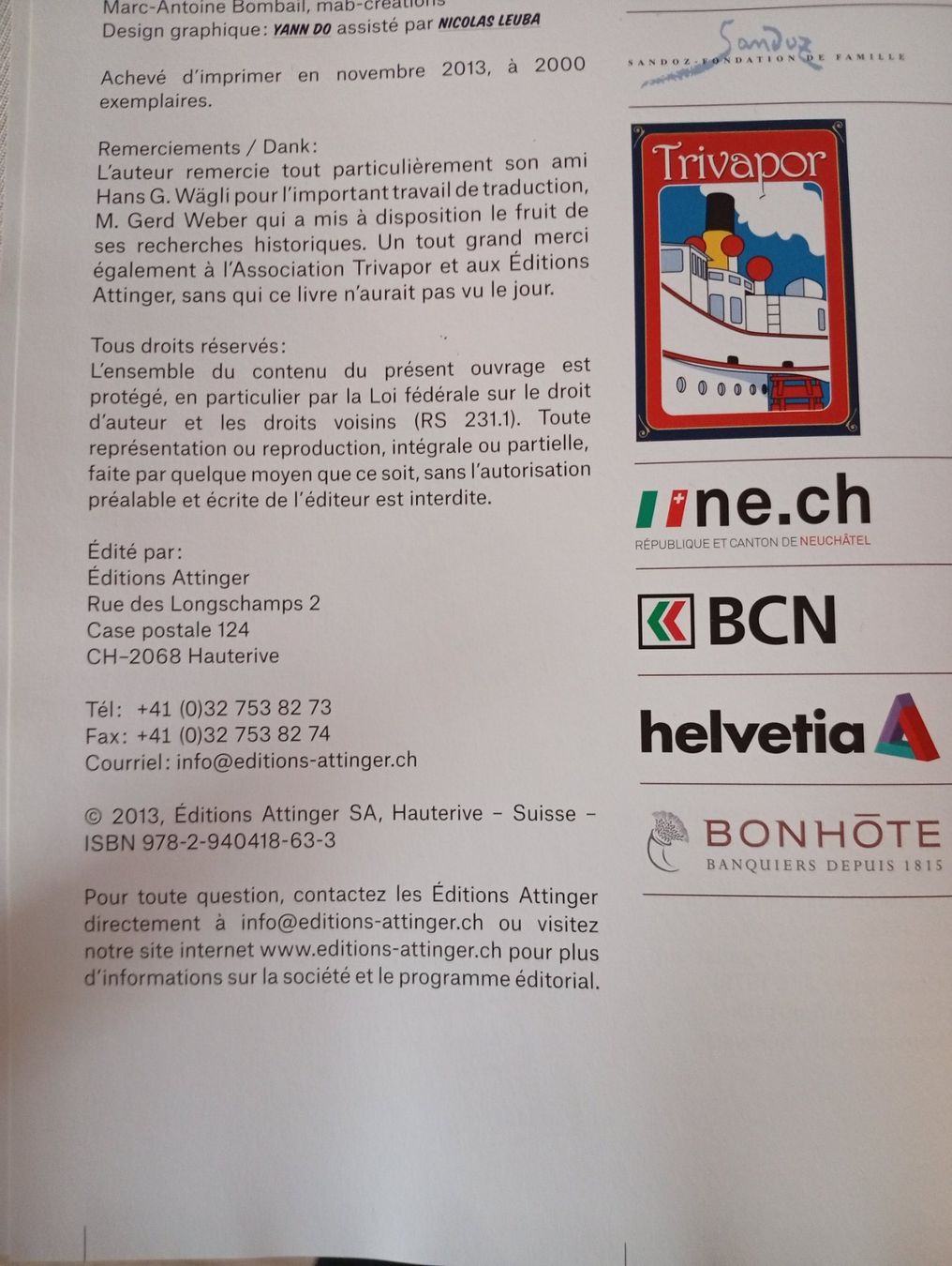 Bücher: Vapeur sur les 3 lacs – Gebraucht aus Perrefitte von 36B 1