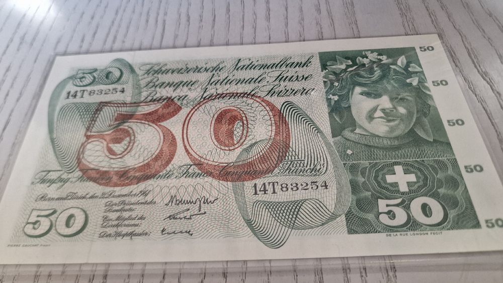 Schweizer 50-Franken-Note, 1961 Sammlerstück (Neu und originalverpackt ...