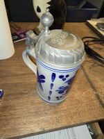 Sammeltasse Bierkrug Brauerei Haldengut 1990, Zinndeckel! (Q