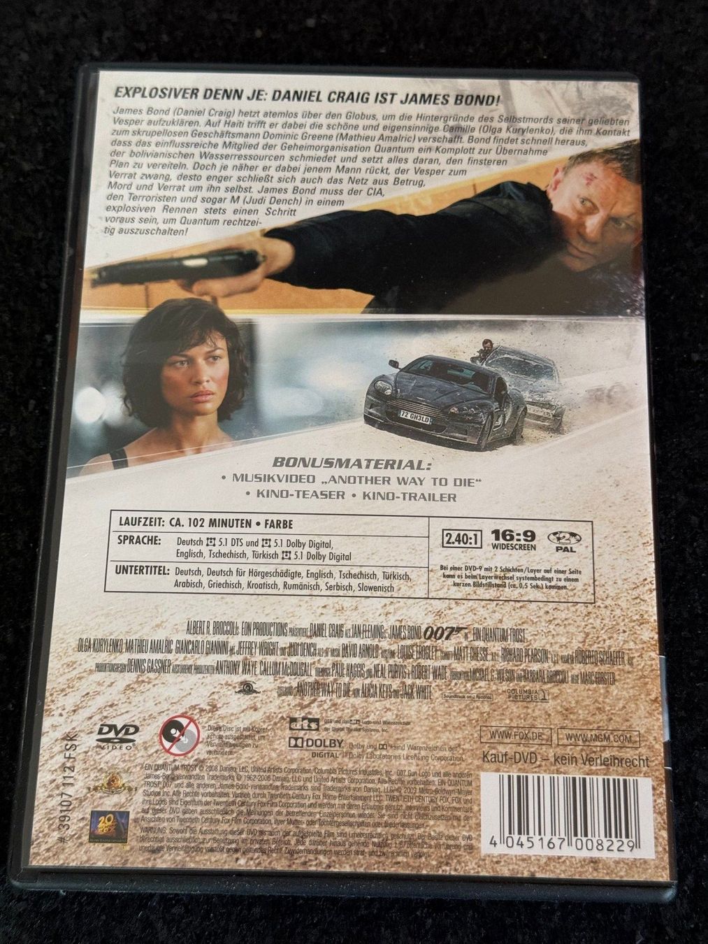 Tutti i DVDs: James Bond 007 "Ein Quantum Trost" DVD DE/EN/CS/TRK – Usato da Fribourg venduto da tschjoly 1