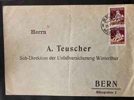Schweiz 1928 Geschäftsbrief Pro Juventute 2x5 Rp. Pestalozzi