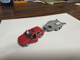Voiture Miniature Siku Porsche + Remorque