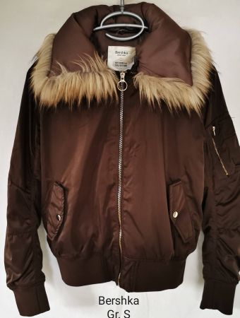 braune Jacke mit Kunstpelz Gr. S