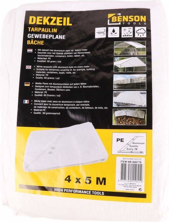 Altro: Gewebeplane /Abdeck-Plane Grösse: 4m x 5m Farbe: weiss 100gr – Nuovo e nell'imballaggio originale da St. Gallen venduto da schnaeppchen-preise 1