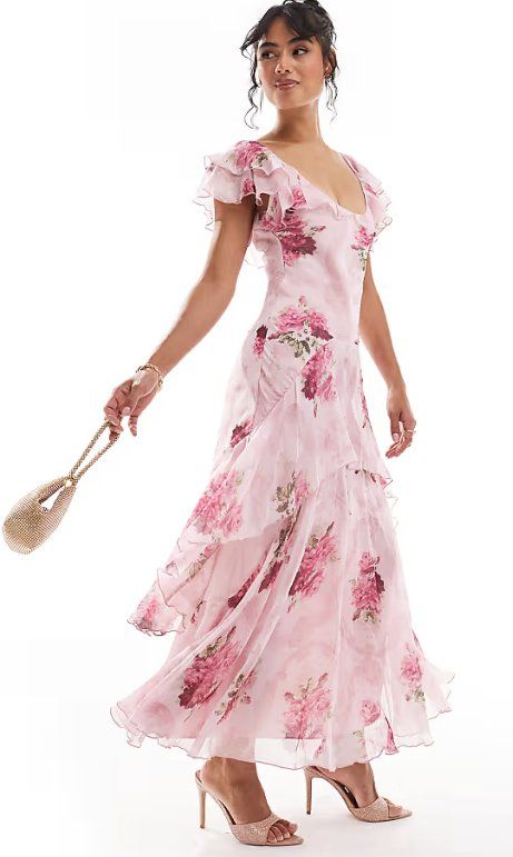 Kleider: ASOS DESIGN rosa ruffle maxi dress – Neu (gemäss Beschreibung) aus Zürich von lun_c7cy
