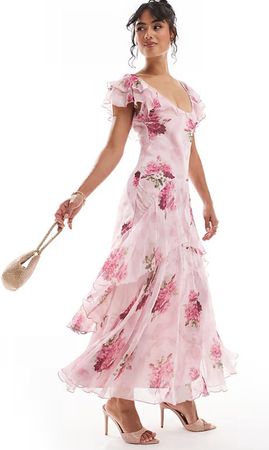 ASOS DESIGN rosa ruffle maxi dress