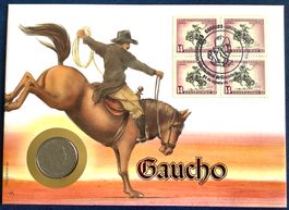 1992 / Uruguay Gaucho Münzbrief - Die Zähmung des Pferdes