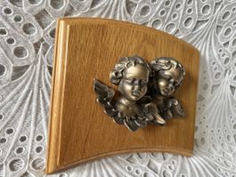 2 Putto Angel auf Holztab 19cm Dekoration