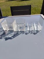 Lot de 4 anciens tiroirs à épices en verre moulé vintage