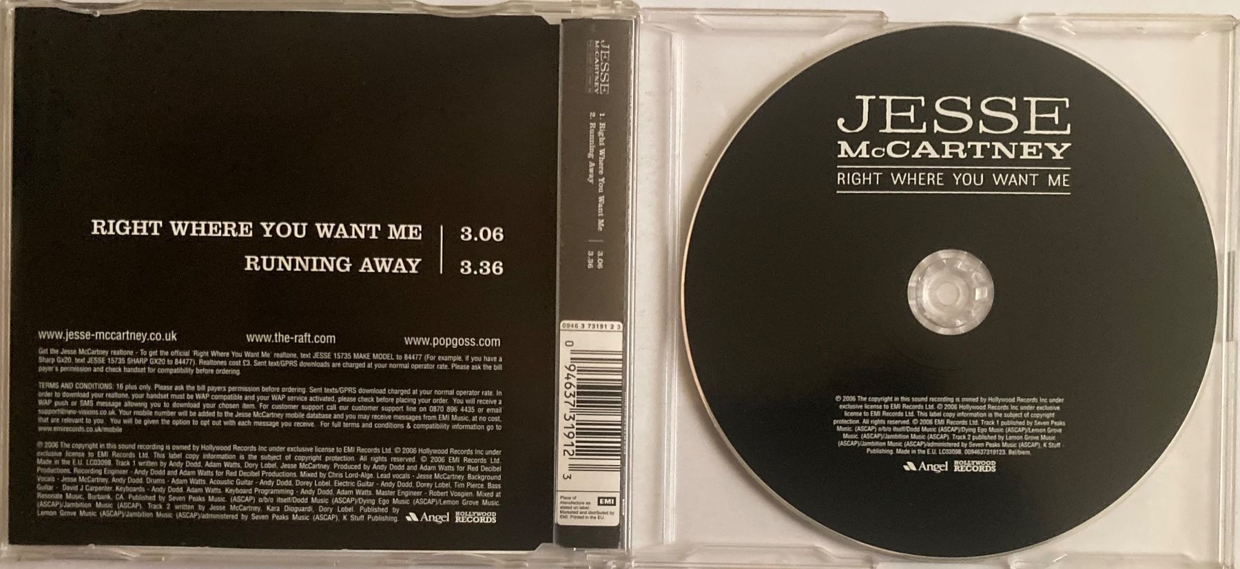 CDs: JESSE MCCARTNEY - RIGHT WHERE YOU WANT ME – D'occasion à Poliez-Pittet par Newtown-Records 1