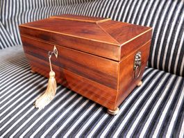 B0115 Tea Caddy/Tee-Schatulle mit Löwenköpfen Regency ~1820