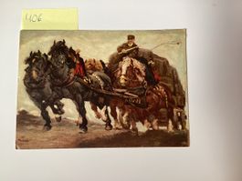 Alte Postkarte Pferdegespann mit Kutscher Trinkt Haldengut