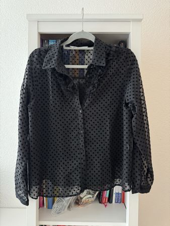Bluse von Zara, transparent, schwarz gepunktet Gr. XL