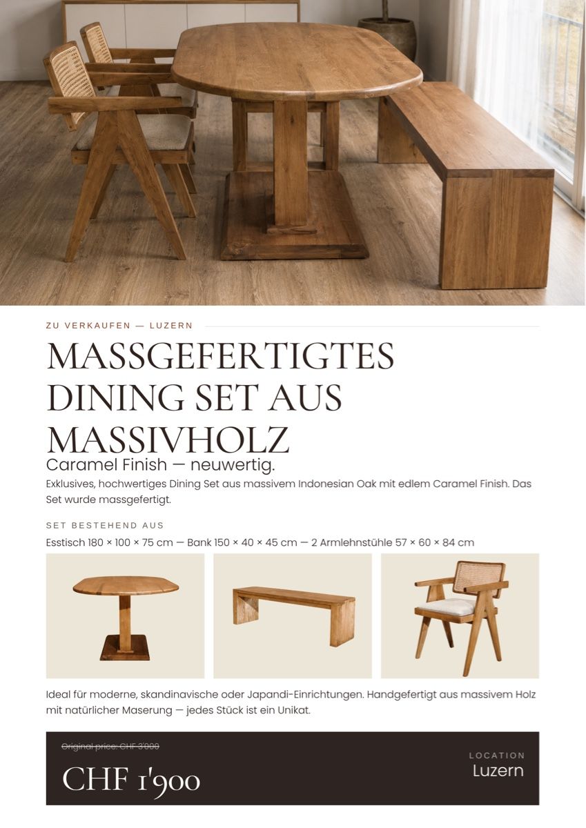 Tischset: CUSTOM SOLID WOOD DINING SET – Gebraucht aus Luzern von mir_p2zx