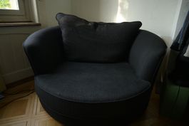 Black rond couch, rotative, comfy