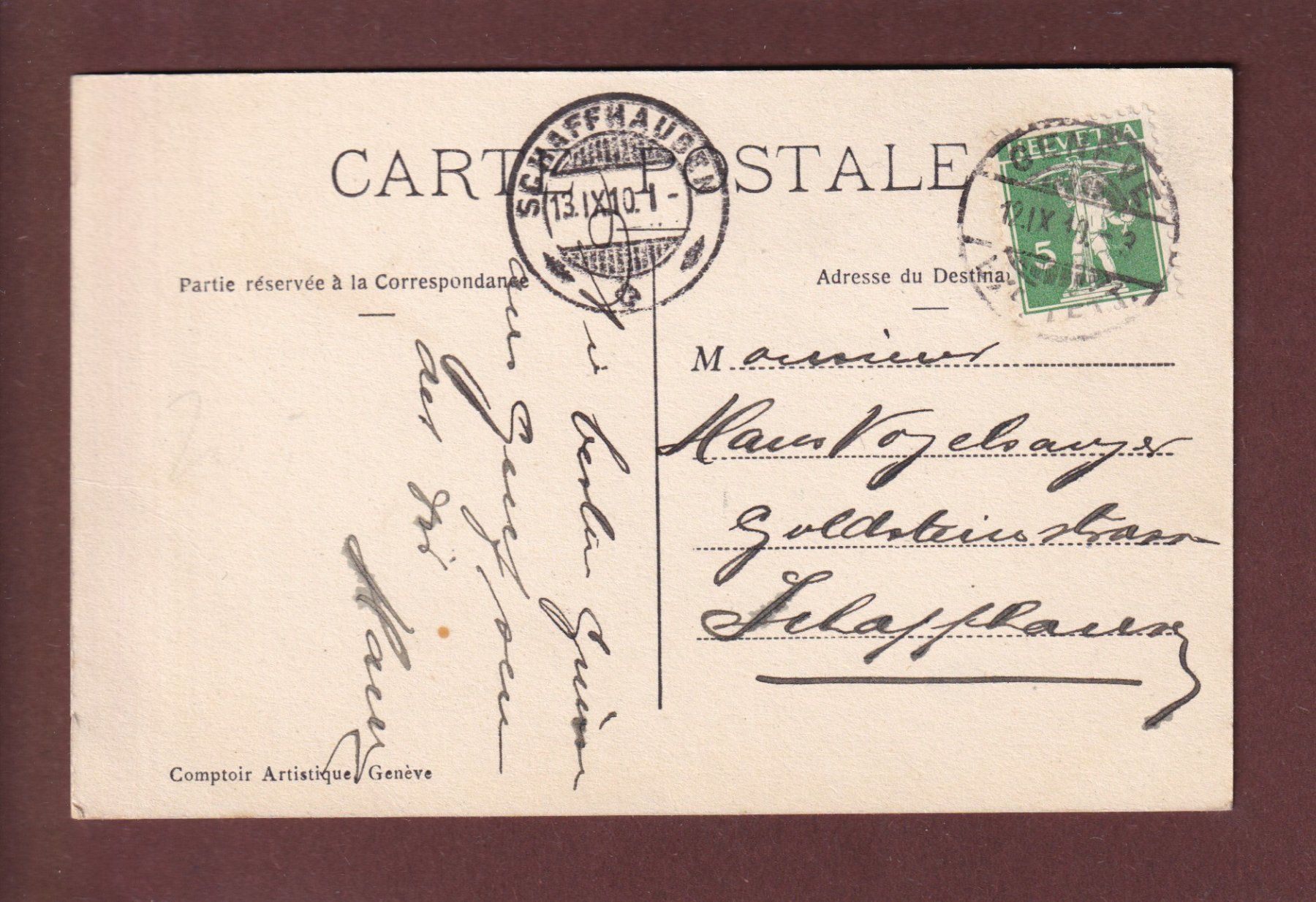 Cartoline postali: GENEVE - Rue Basse du Marché - 1910 – Usato da Pully venduto da nicecards 1