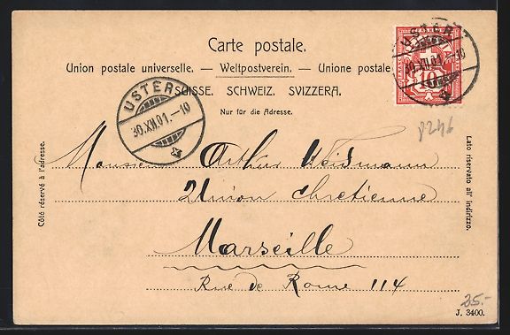Cartoline postali: AK Uster, Gesamtansicht, 1901 – Usato da Berlin venduto da bartko-reher 1