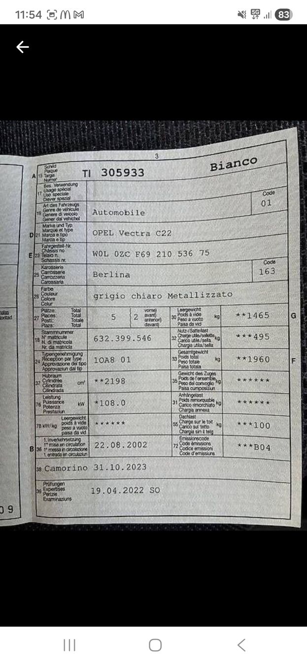 Opel Automobili: opel vectra c22 120000km – Usato da Locarno venduto da mar_zqc8 7