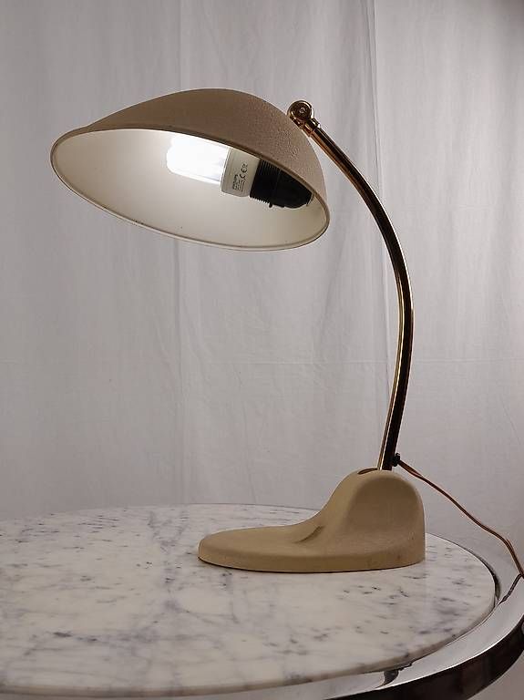 Lampade: Vintage Tischlampe creme/beige messing – Usato da Hittnau venduto da v-v-onlineverkauf