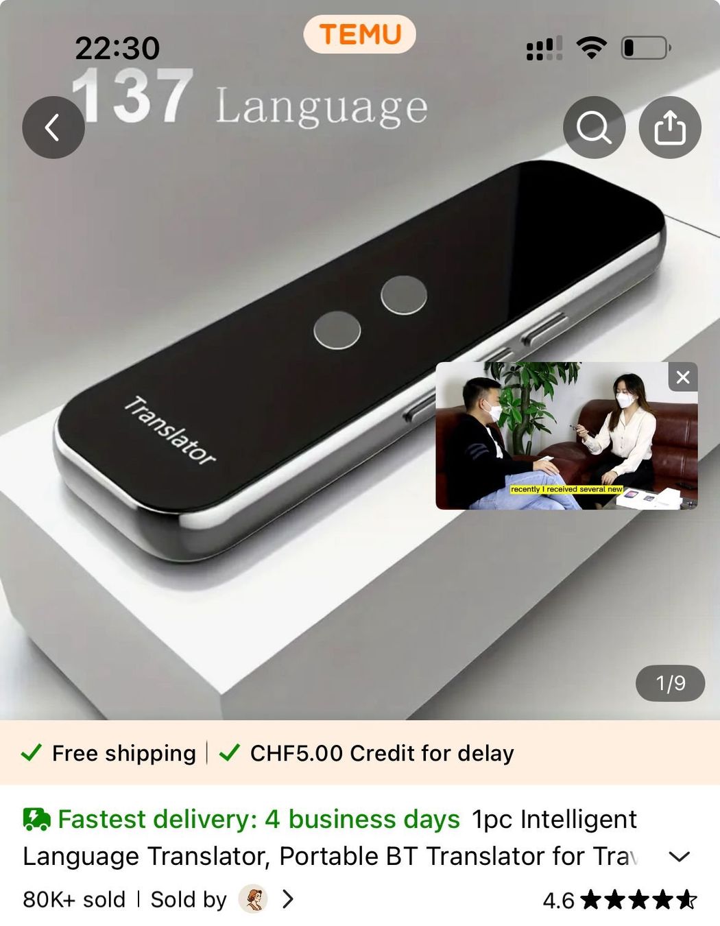Registratori: Portable 137-Language Bluetooth Translator Device – Nuovo e nell'imballaggio originale da Bülach venduto da figop 8