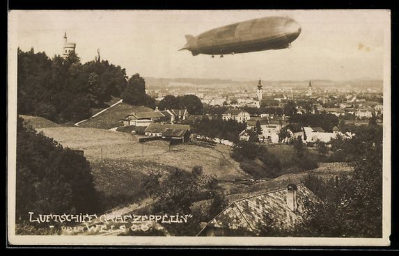 Ansichtskarten: Wels /O. Ö., Luftschiff Graf Zeppelin  – Gebraucht aus Berlin von bartko-reher
