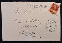 Brief mit Stabstempel Obersteinmaur nach Otelfingen, 1921