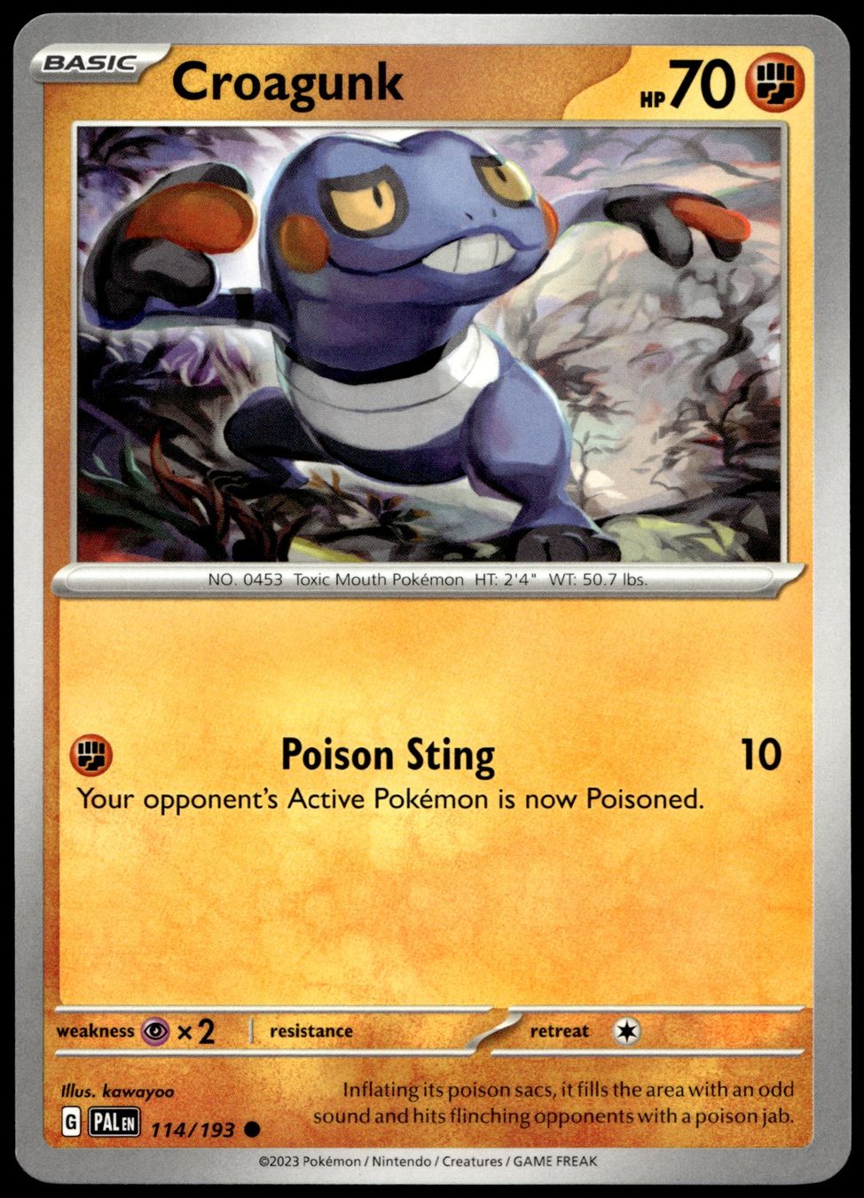 Pokémon Sammelbilder & Trading cards: Pokémon Croagunk 114/193   EN SV02 Paldea Evolved – Gebraucht aus Le Mouret von PokemonCards_CH