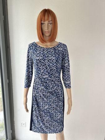 Lauren Ralph Lauren Dress Size 8 Blue Print 3/4 Sleeve