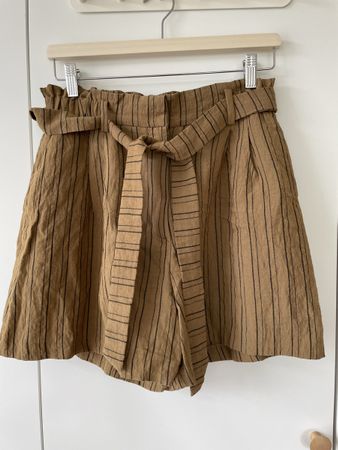 H&M Paperbag Shorts mit Leinen-Optik – Gr. 42 