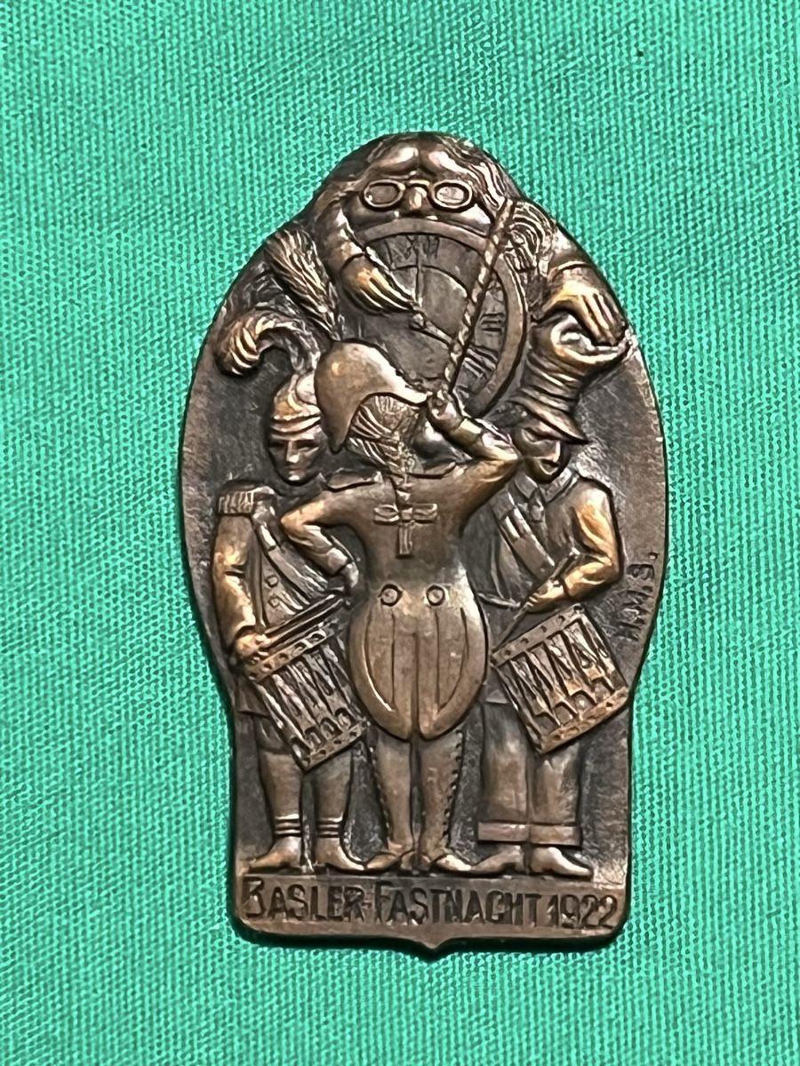 Basler Plaketten & Abzeichen: Basel 1922 Kupfer Fasnachtsplakette – Gebraucht aus Itingen von Bebbi6569