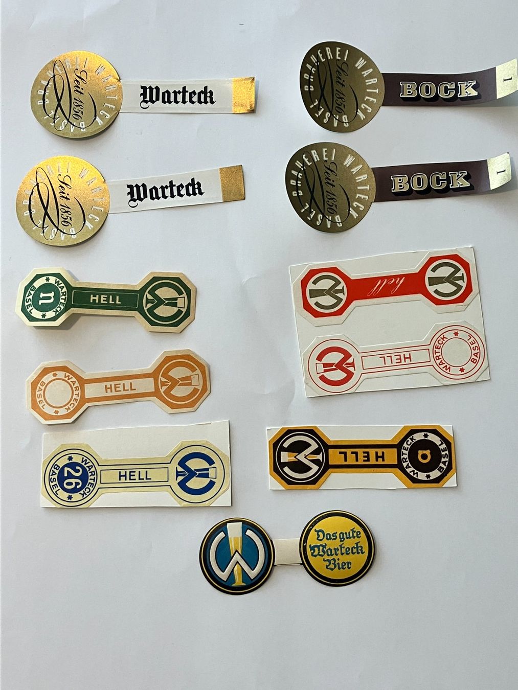 Aufkleber: diverse Siegeletiketten Warteck Bier Basel – Gebraucht aus Basel von djwwpp
