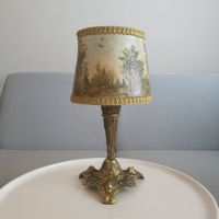 60er J. Italien/Messinglampe im Barockstil / bemalter Schirm